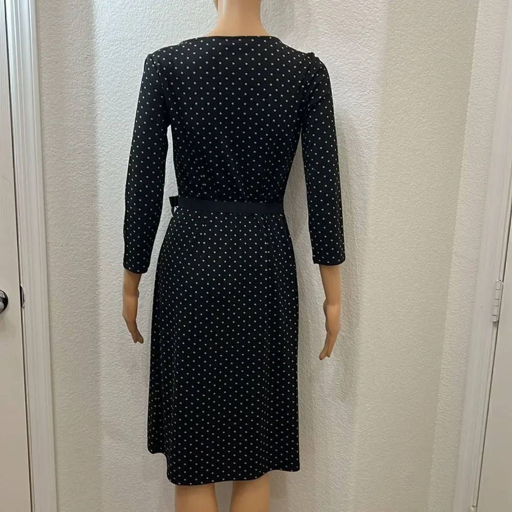 Ann Taylor Loft Woman’s Dress Sz 0 V Neck 3/4 Sleeve Side Wrap Midi Slimming
